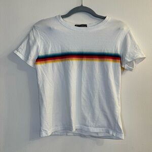 Brandy Melville Cropped Rainbow Short Sleeve T-Shirt One Size